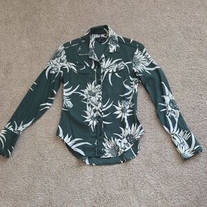 Rag & Bone Green and White Floral Shirt